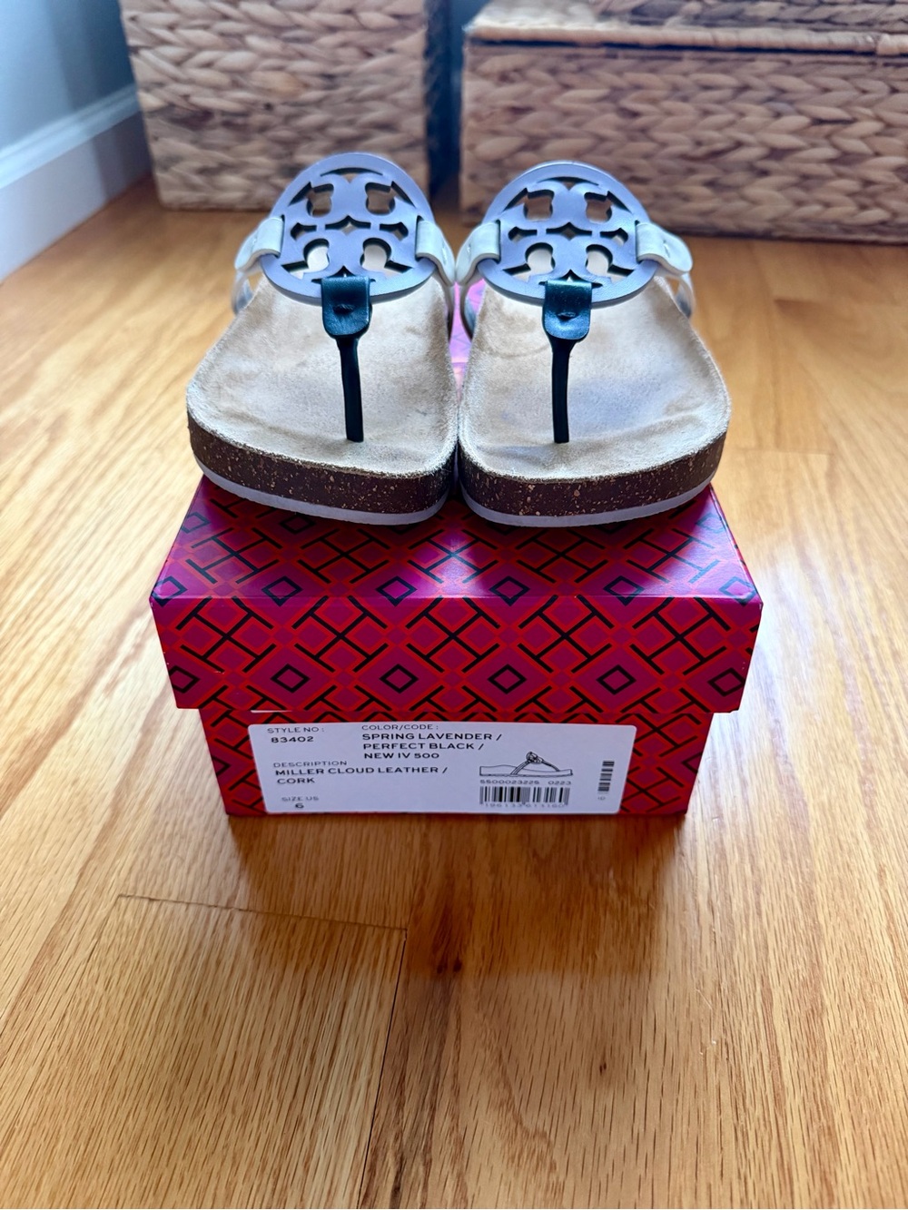 Tory Burch Miller Cloud, Spring Lavender / Perfect Black / Sandals! - Picture 3 of 12